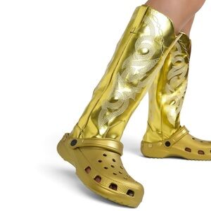 Hybrid Y2K Western-Inspired Garden Croc Style Sandal High Boots  Size 7